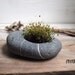 hand engraved beach stone flower planter - candleholder - zen design