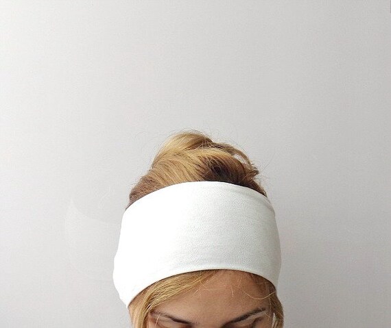 White extra wide headband stretch jersey large by EvergreenGarden