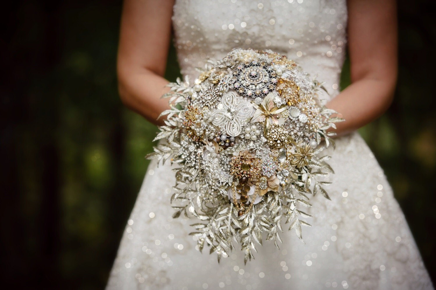 12 inch Large Jeweled Vintage Cascading Crystal Brooch Bouquet! Ships Today! Glamourous Breathtaking Sparkling Bridal!!!