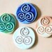 4 Handmade Ceramic Pendant Beads - Triple Spiral Beads - Triskele Beads