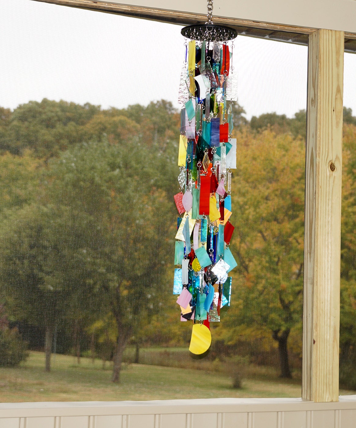 Stained Glass Colored Glass Wind Chimes Sun Catcher By Anhoki 3946