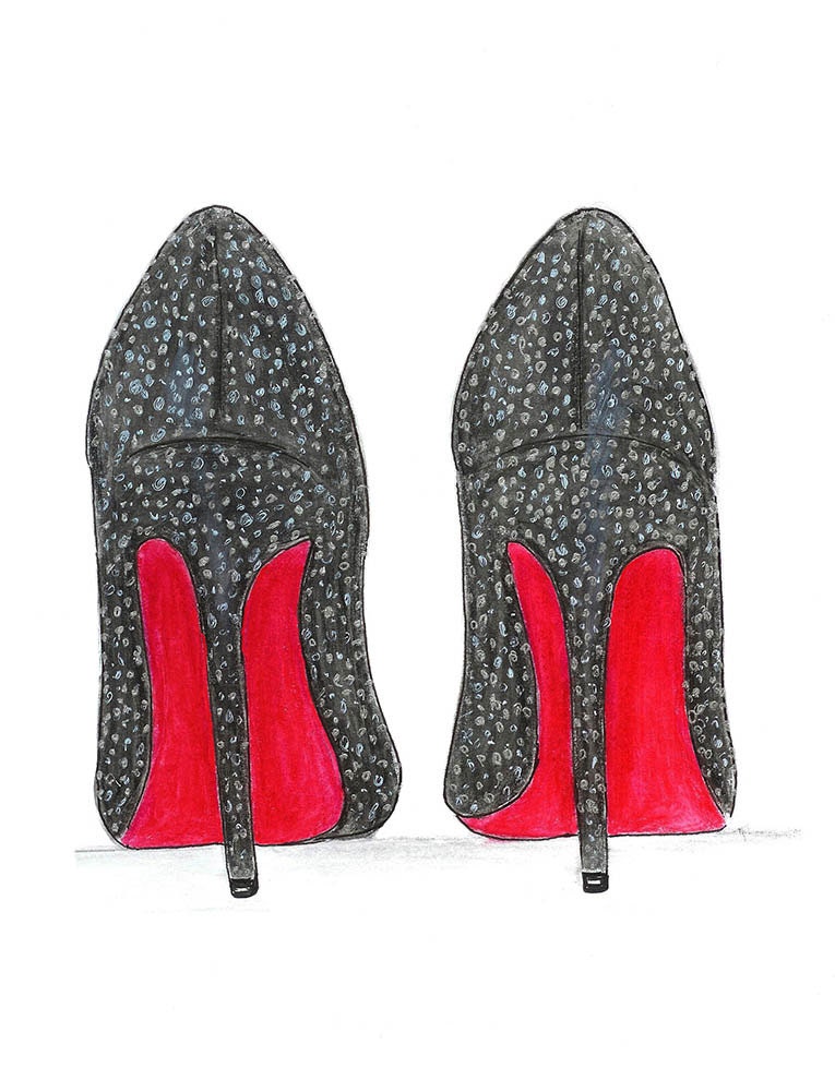 red bottom heels drawing