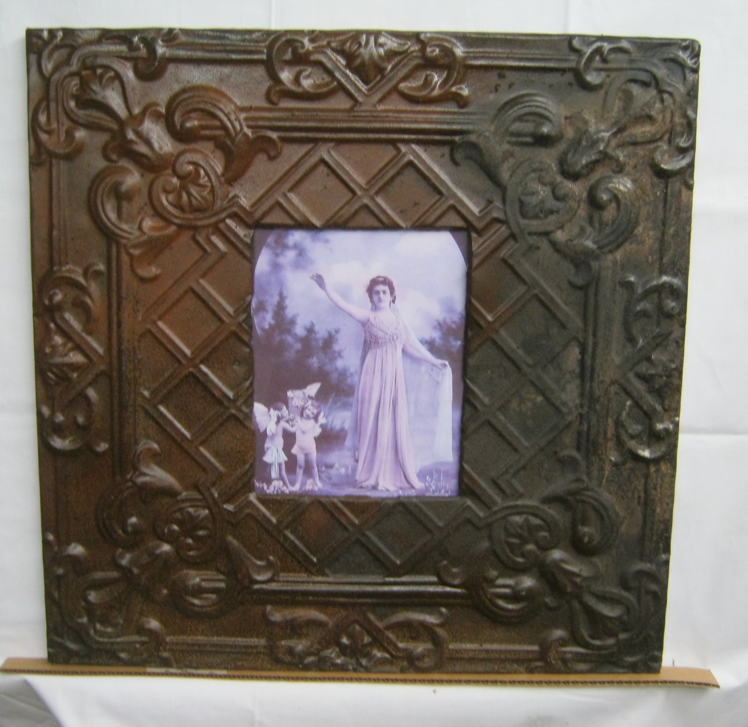 TIN CEILING Rust Metal Picture Frame 8x10 by RecycledRelics