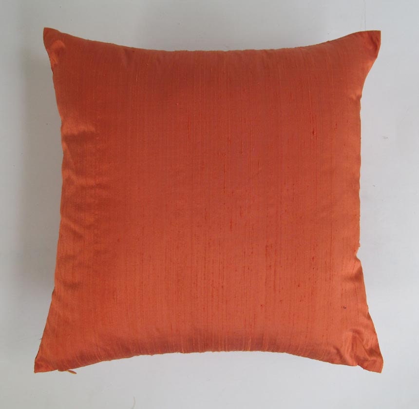 Items similar to burnt orange silk pillow cover 18 inch throw pillow on Etsy
