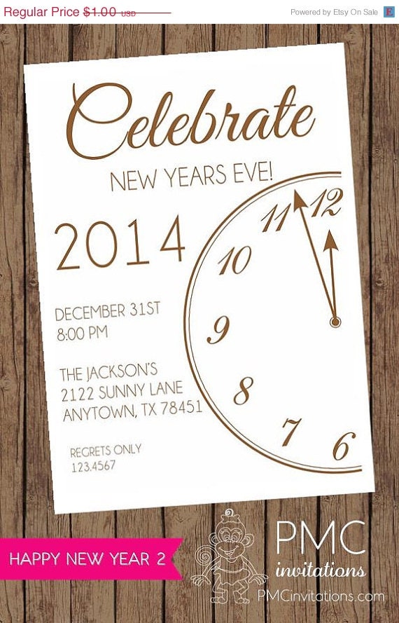 New Years Eve Party Invitations - 1.00 each with envelope Il_570xn
