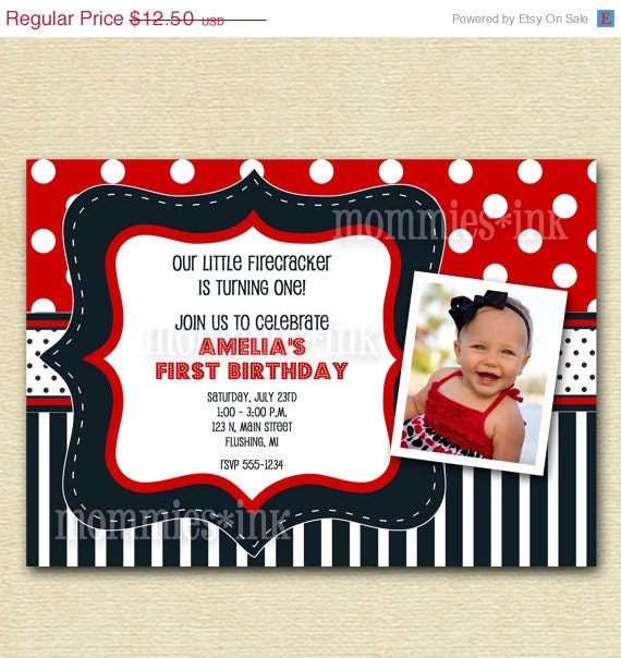 10% Off Holiday Sale Red White and Navy Blue Baby Shower or Birthday Invitation - PRINTABLE INVITATION DESIGN Il_570xn