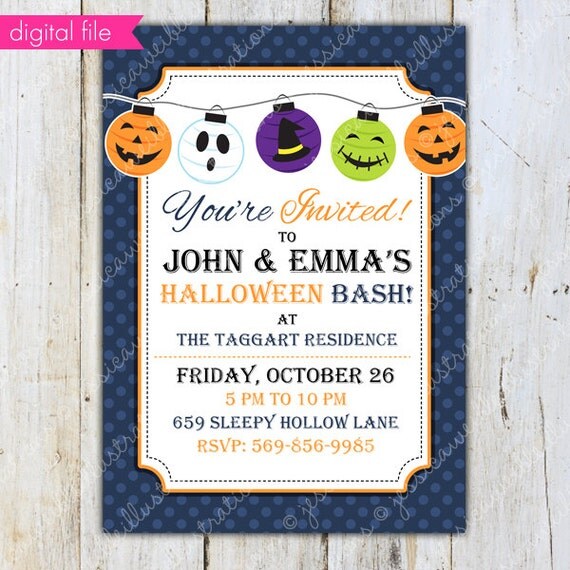 Halloween Lanterns Printable Halloween Party Invitation - Halloween Invitation - Print Your Own Party Invitation- BLANK Il_570xn