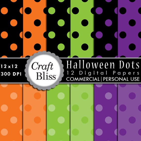 50% Off Sale Halloween Paper Digital Paper Pack Commercial Use - Party Invitations Cards Crafts - Halloween Dots Papers Craft Supplies Sale Il_570xn