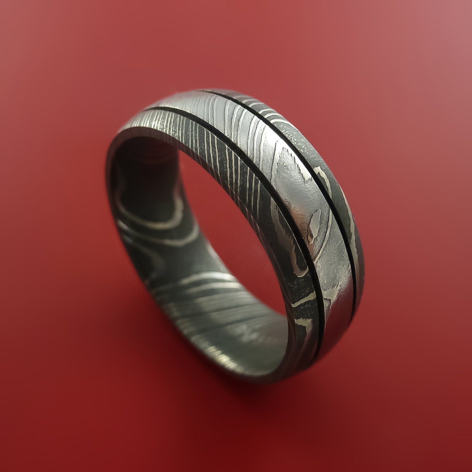 Damascus Steel Ring Wedding Band Genuine by StonebrookJewelry