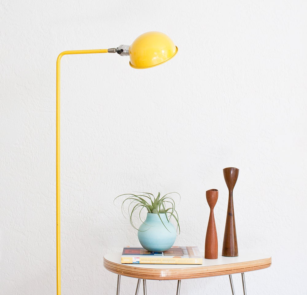 Vintage Mid Century Modern Yellow Floor Lamp by kibster on Etsy