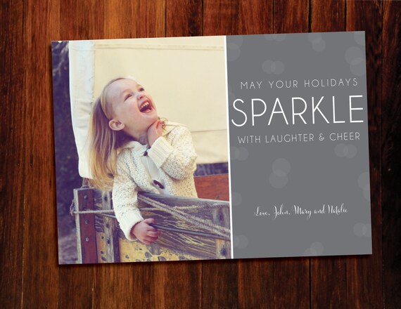 Photo Christmas Card SPARKLE - set of 12 Il_570xn