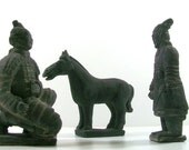 Vintage Terra Cotta Emperor Shi Soldiers and Horse Figurines - 4EnvisioningVintage