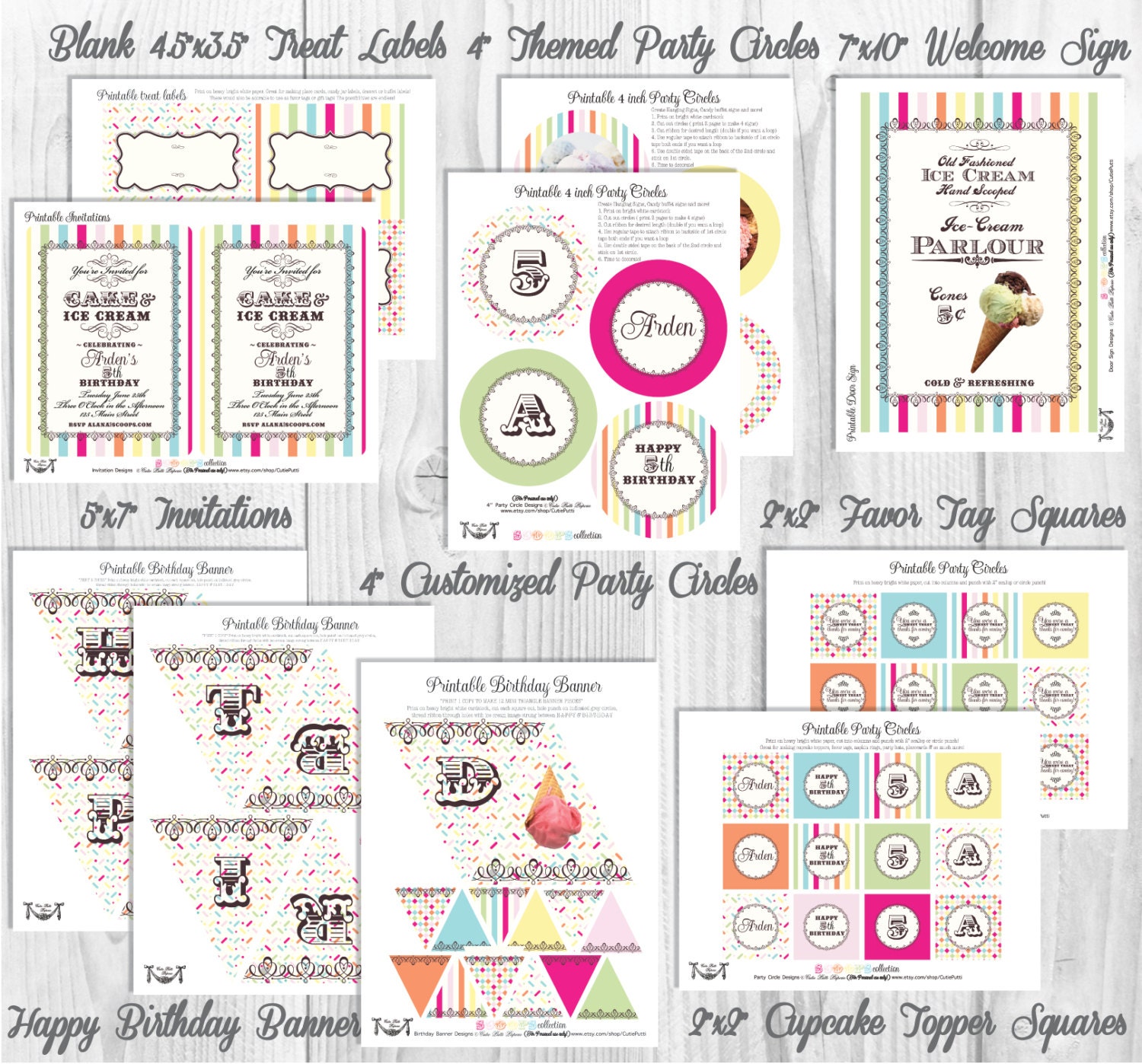 Ice Cream Party - PRINTABLE PARTY COLLECTION - Cutie Putti Paperie Il_570xn