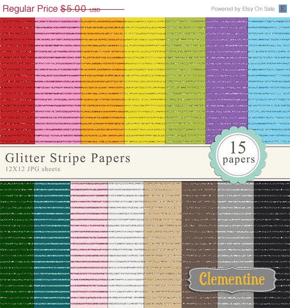 40% OFF SALE Glitter stripes digital scrapbook paper 12x12, glittered striped scrapbooking paper, royalty free- Instant Download Il_570xn