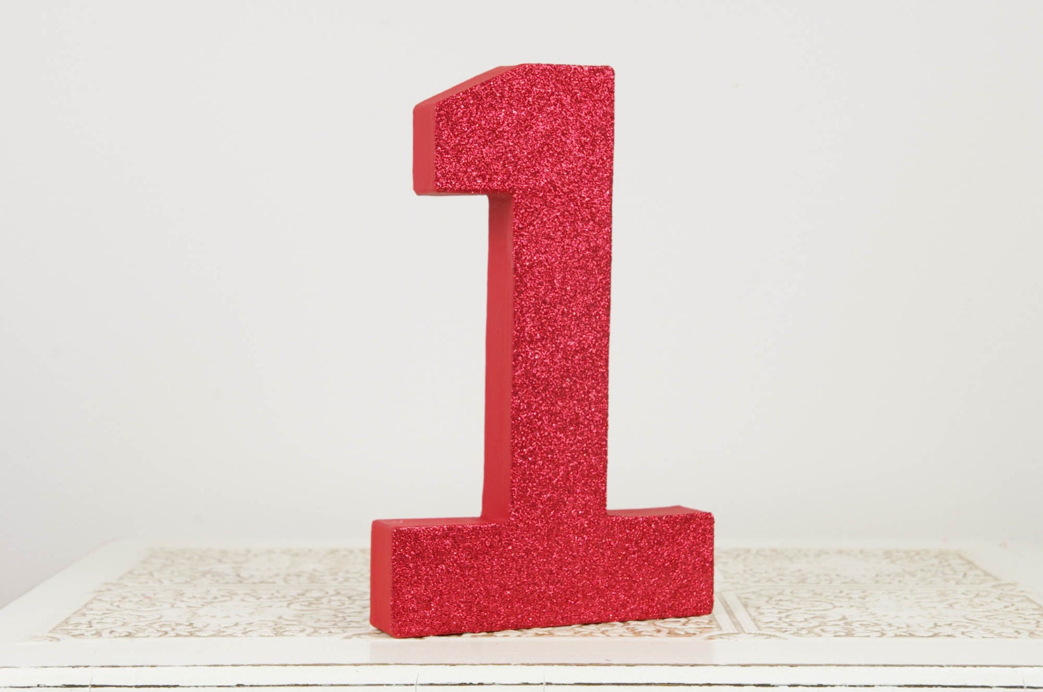 Red Glitter Number 1 - Birthday Party Decor - Curious George - Sock Monkey - Snow White - Toy Story - Large Number for Birthday Party - DuryeaPlaceDesigns