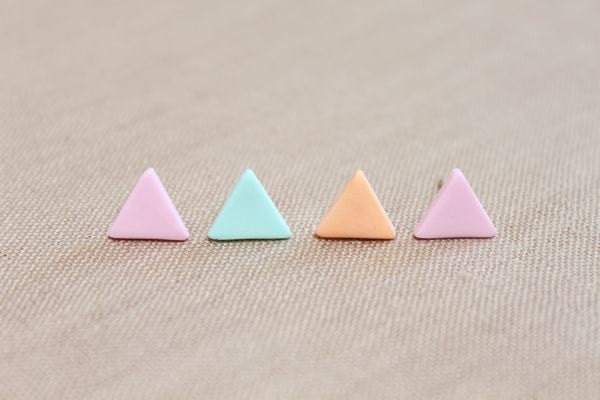 Geometric Triangle Clay Stud Post Earrings Pastel Mint - JessBiscoe