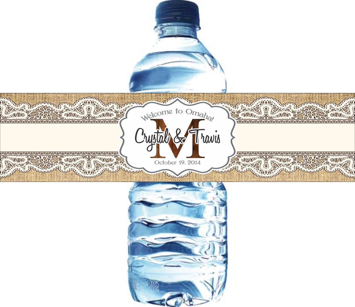 200 Burlap Wedding Water Bottle Labels - Waterproof Self Stick Labels Il_570xn