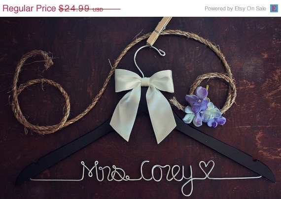 ON SALE Wedding Hanger - Bridal Hanger - Dress Hanger Wire - Personalized Custom Wedding Hanger - Personalized Hanger