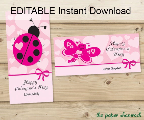 Lady Bug and Dragonfly Printable - Editable Valentine Cards - Kids Valentine Cards Il_570xn