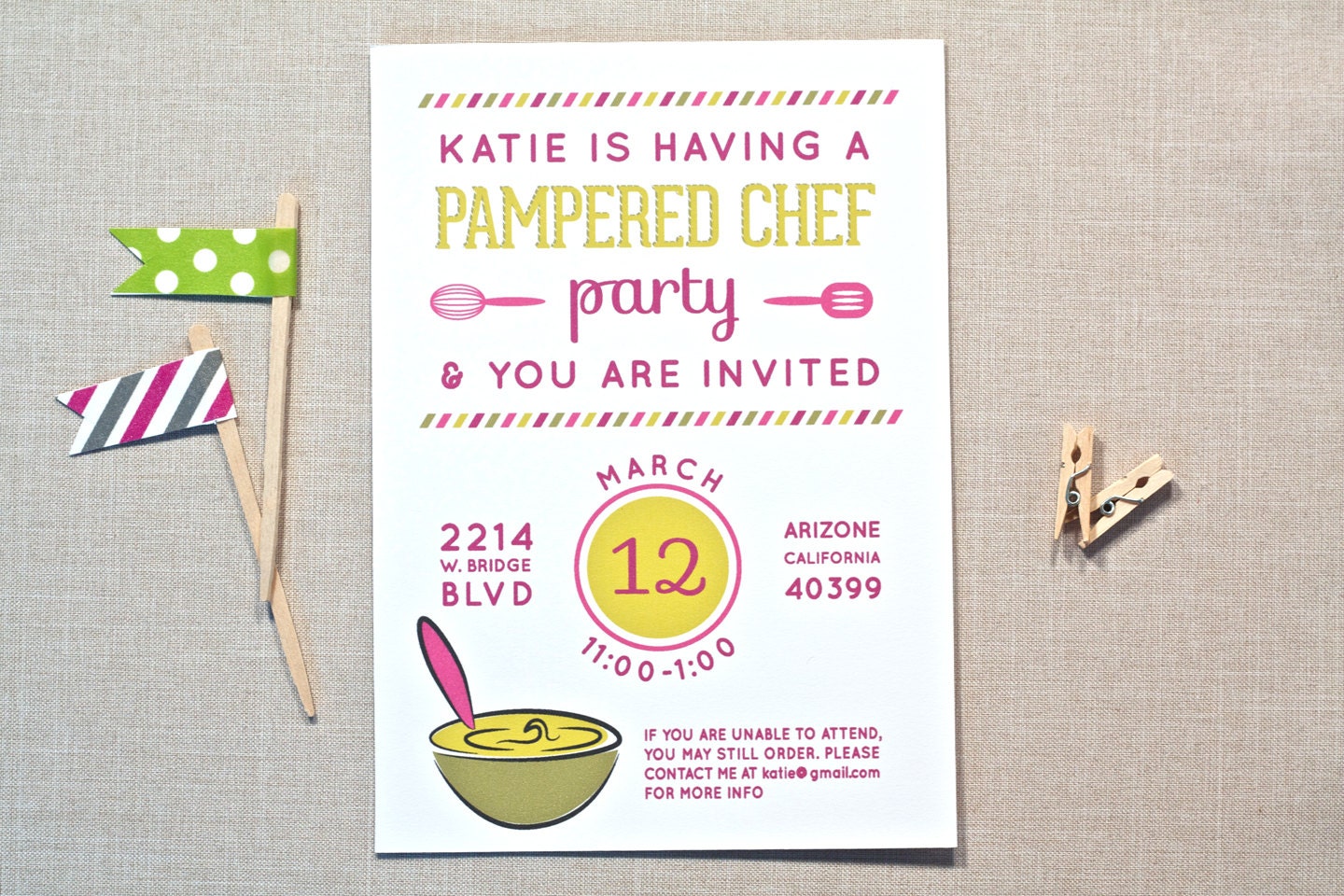 Pampered Chef Party Invitation for Kitchen supplies Printable Digital ...