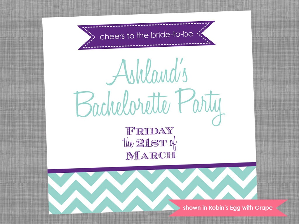Bachelorette Party Wine Bottle Labels - Printable Bachelorette Themed Chevron Labels - Colors and Text Customizable Il_570xn