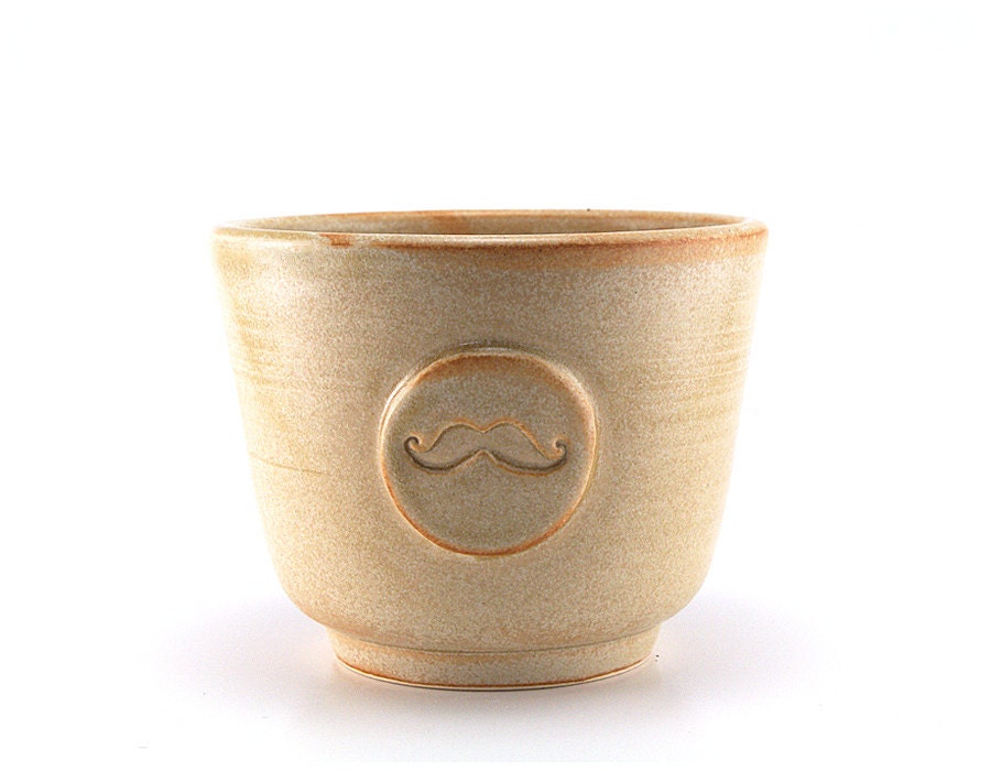 Shaving Bowl with a Mustache, Cream Moustache Shave Cup,  Unique Pottery Gifts for Groomsmen, Best Man by MiriHardyPottery - MiriHardyPottery