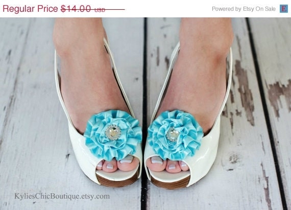 SALE Aqua Shoe Clips - Wedding, Bridesmaid, Date Night, Party, Everyday wear