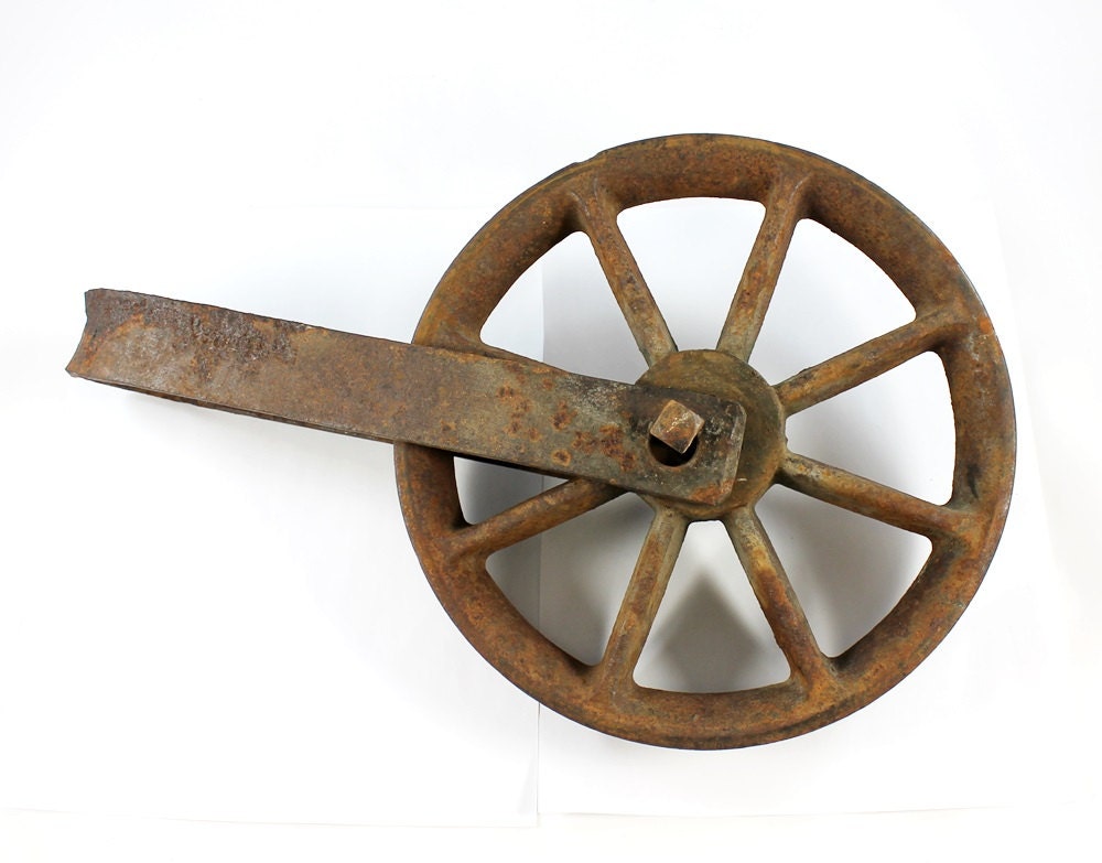 Vintage Metal Wheel Pulley by MiraOnTheWall on Etsy