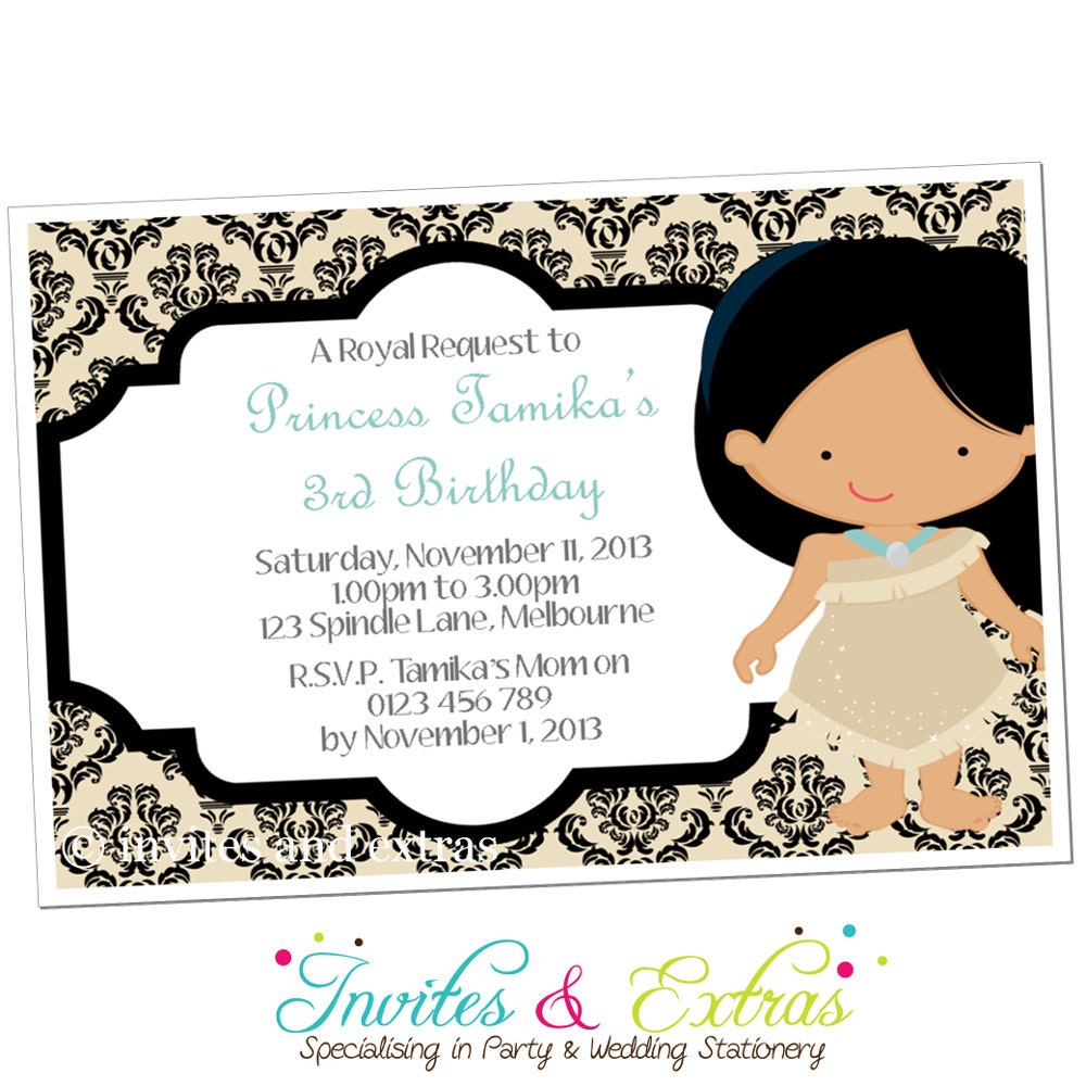Princess Party Indian Princess Invitation, Personalized Printable (M2M Code: 1428) Il_570xn