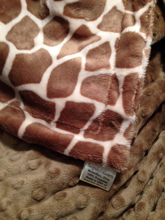 Minky Blanket Giraffe Animal Print Sand by DesignsByDiBlankets