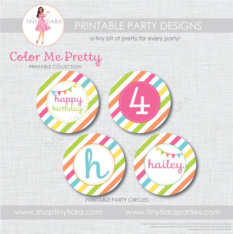 Color Me Pretty Printable Party Circles : Printable party Designs by The Tiny Tiara Il_570xn
