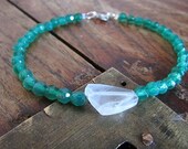green agate & aquamarine stacking bracelet/vegan bracelet/vegan jewelry/bohemian bracelet/chakra bracelet/march birthstone bracelet/peace - earthwatersol