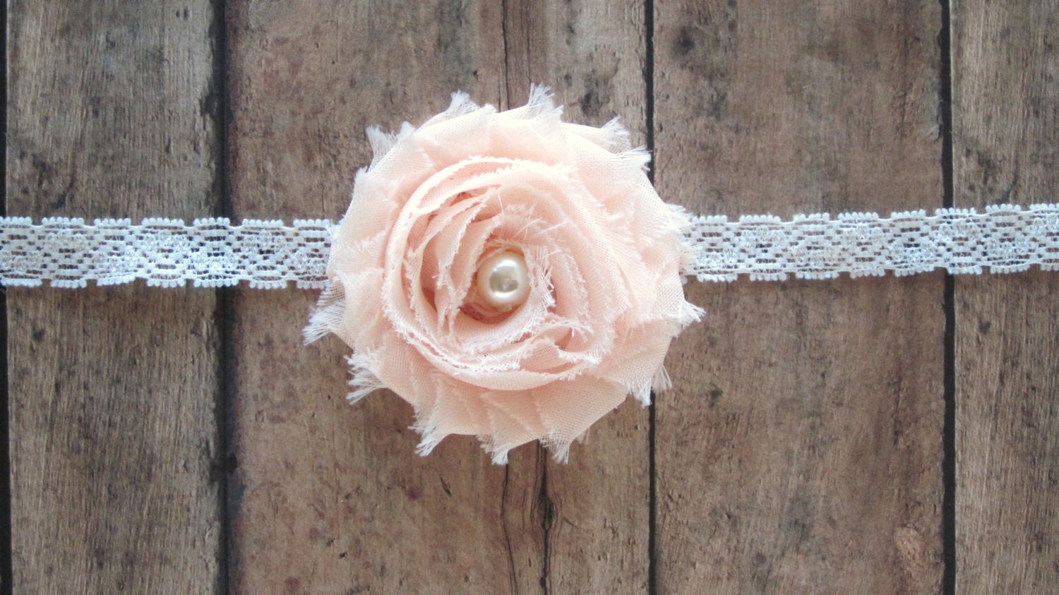 Pale Coral Shabby Chic Chiffon Newborn Headband, Baby Headband,Toddler Hair Clip, Girls Hair Clip, Teen and Adult Hair Clip, Photo Prop! - CappyClips
