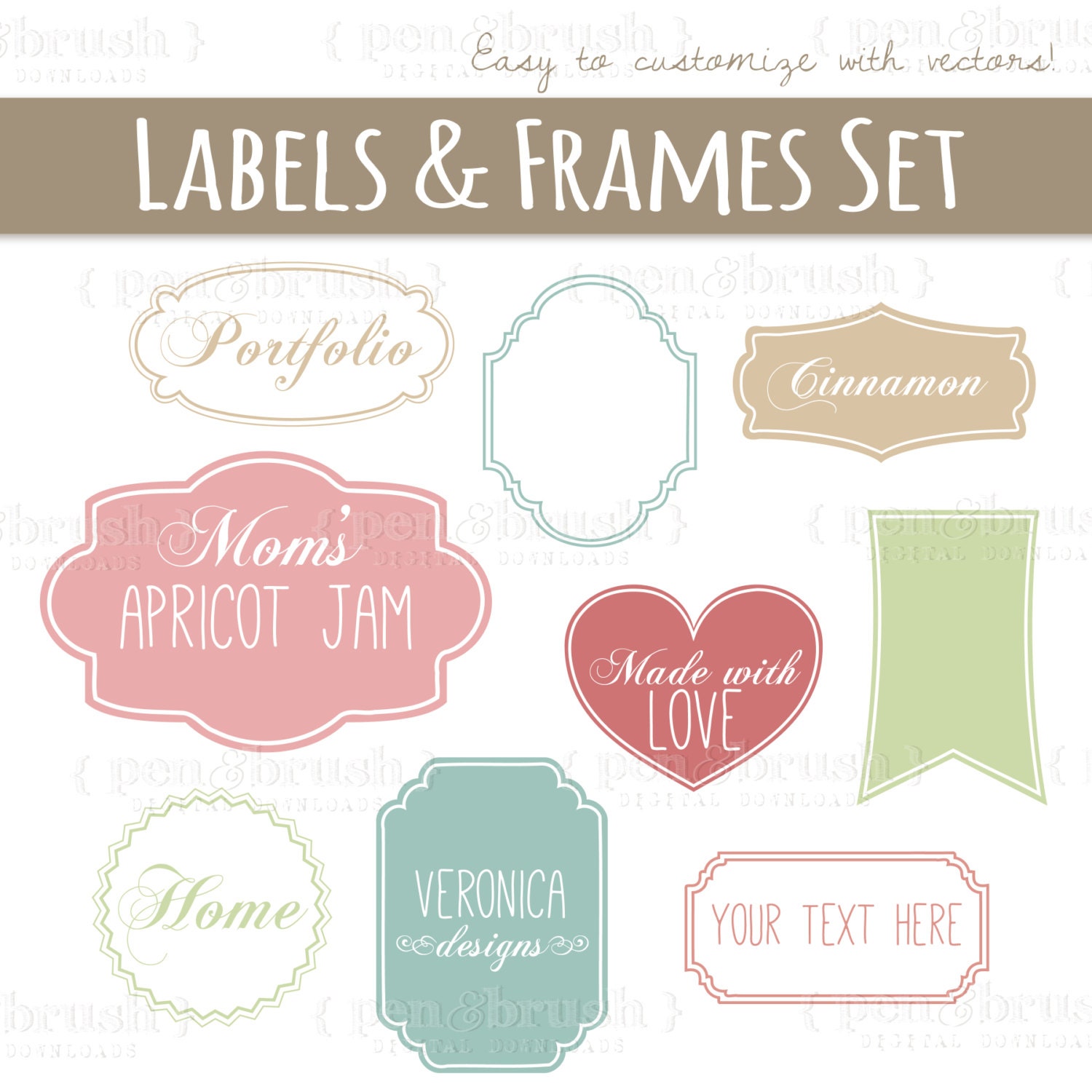Cute Vector Labels Frames Photoshop Brush By Thepenandbrush