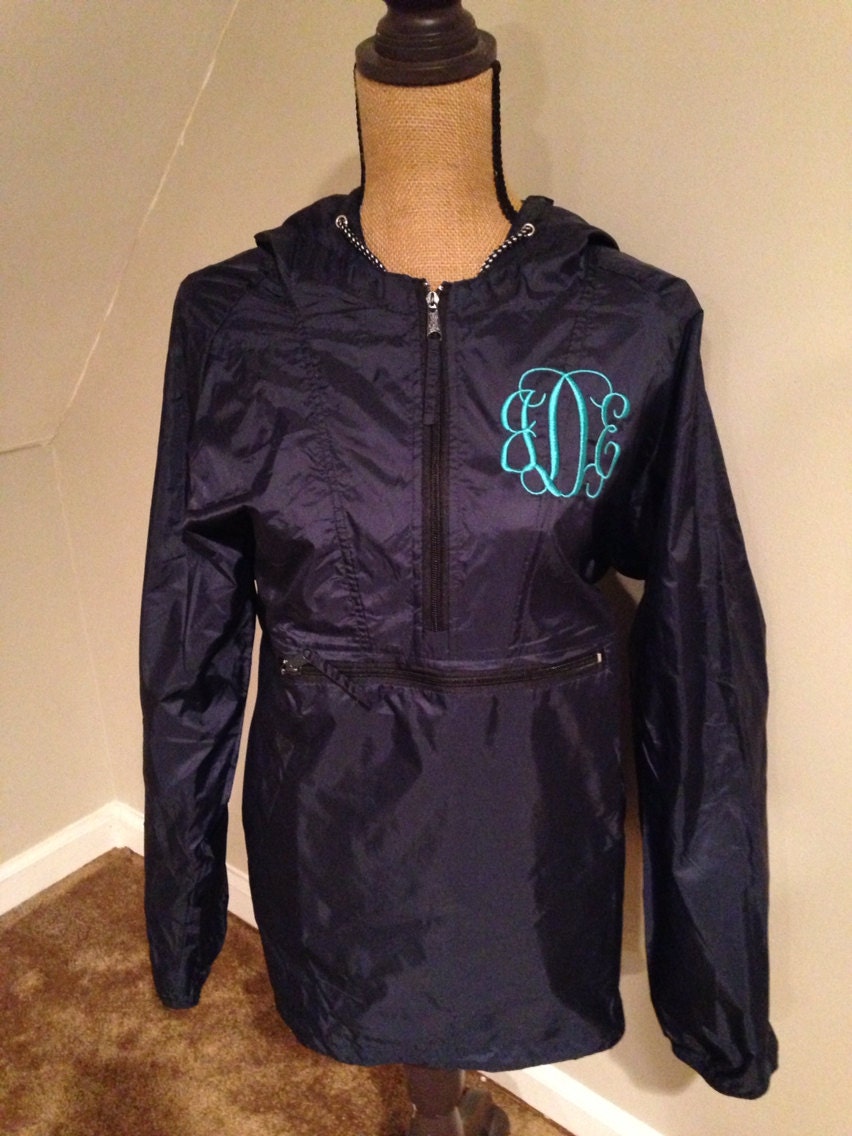 Monogrammed Rain Jacket Pullover Personalized by ElsBriarPatch