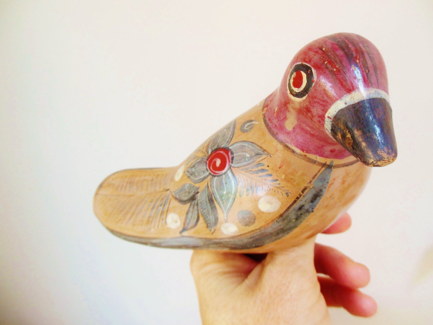 Vintage Mexican Tonala Pottery Bird Figurine - FreewheelFinds
