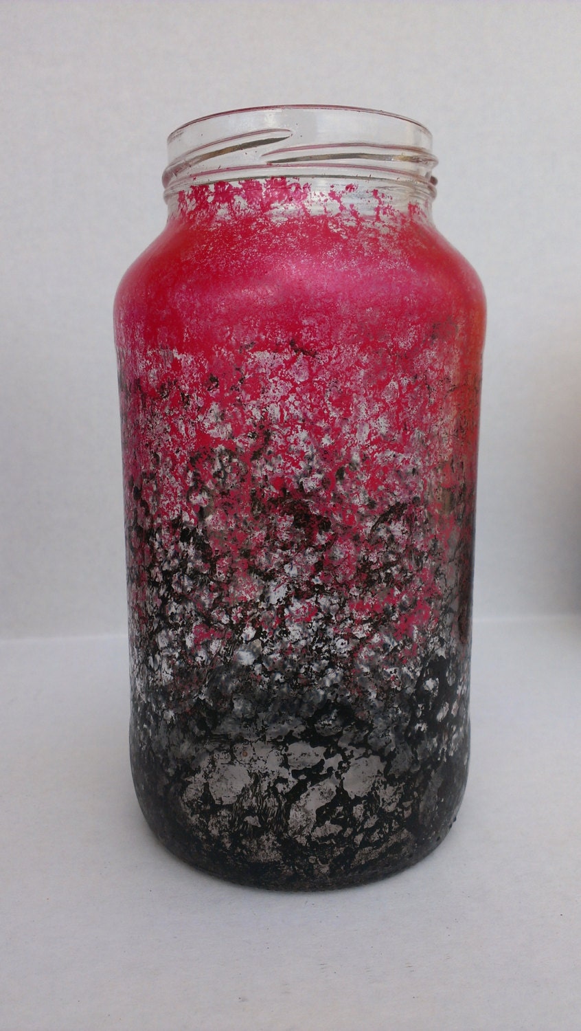 Red and Black Hand Painted Jar - Upcycled Jar - TsUniqueBoutique Red and Black Hand Painted Jar - Upcycled Jar - TsUniqueBoutique