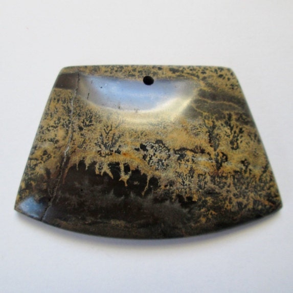 Lovely Chinese Painting Jasper Pendant Stone Focal by Ninasupplies