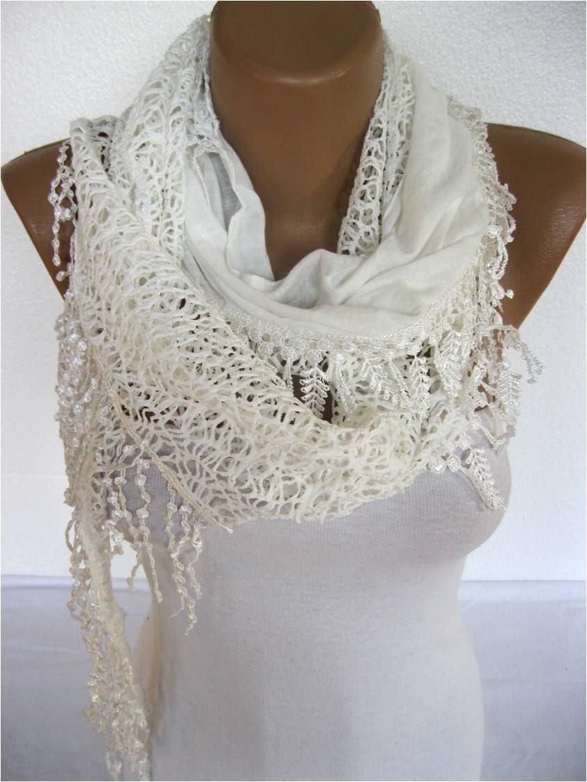 White  Scarf- Fashion Scarf- Shawls- Scarves-Gift Scarf- Christmas Gift