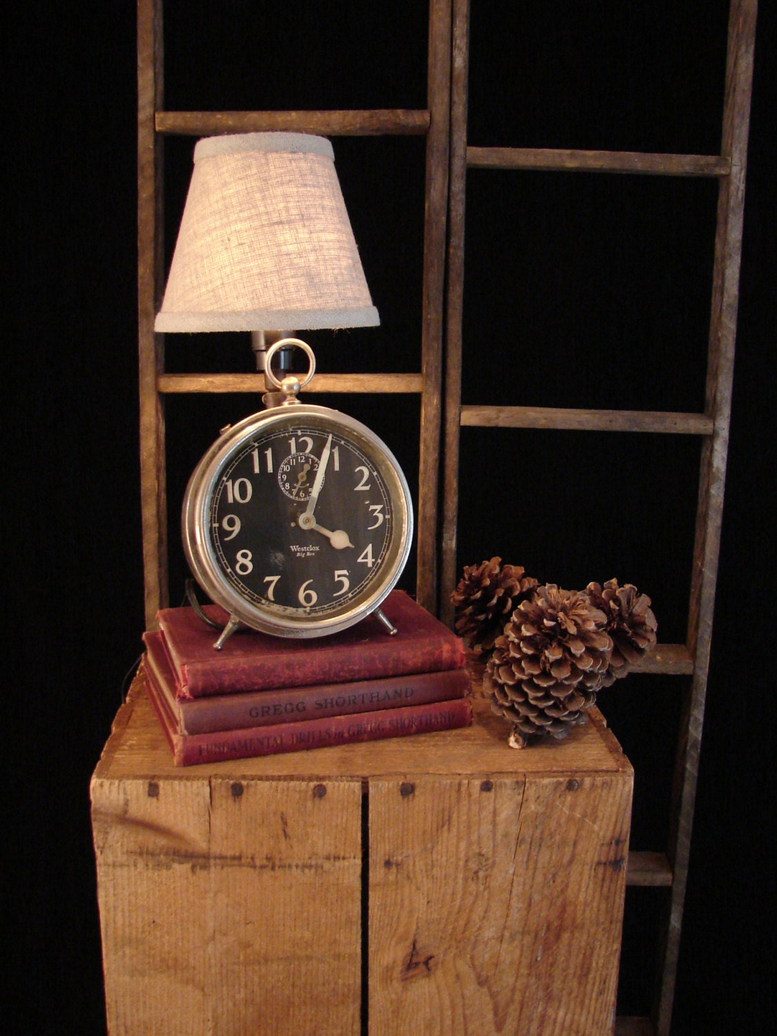 Table Lamp Upcycled Vintage Alarm Clock by BenclifDesigns on Etsy
