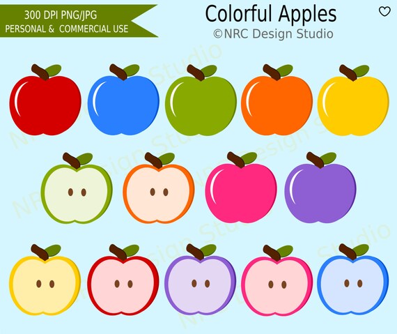 WINTER SALE - Fruit Clip Art - Colorful Apples Clip Art - Digital Apples Clipart Il_570xn