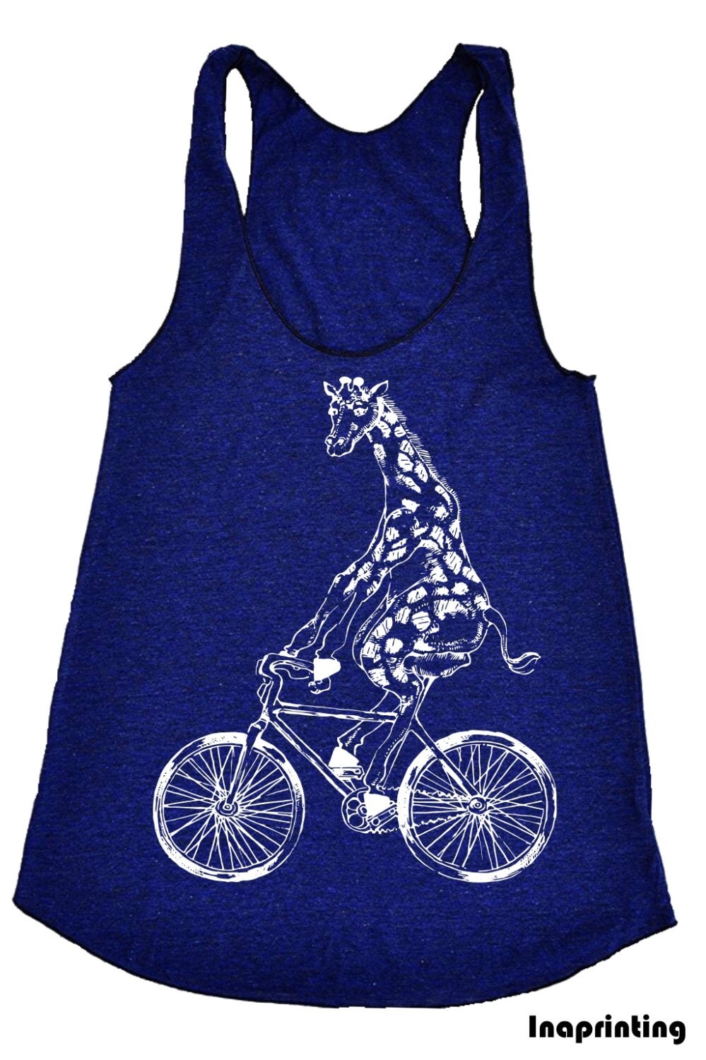 Giraffe On Bicycle Tank Top Womens American By Inaprinting 