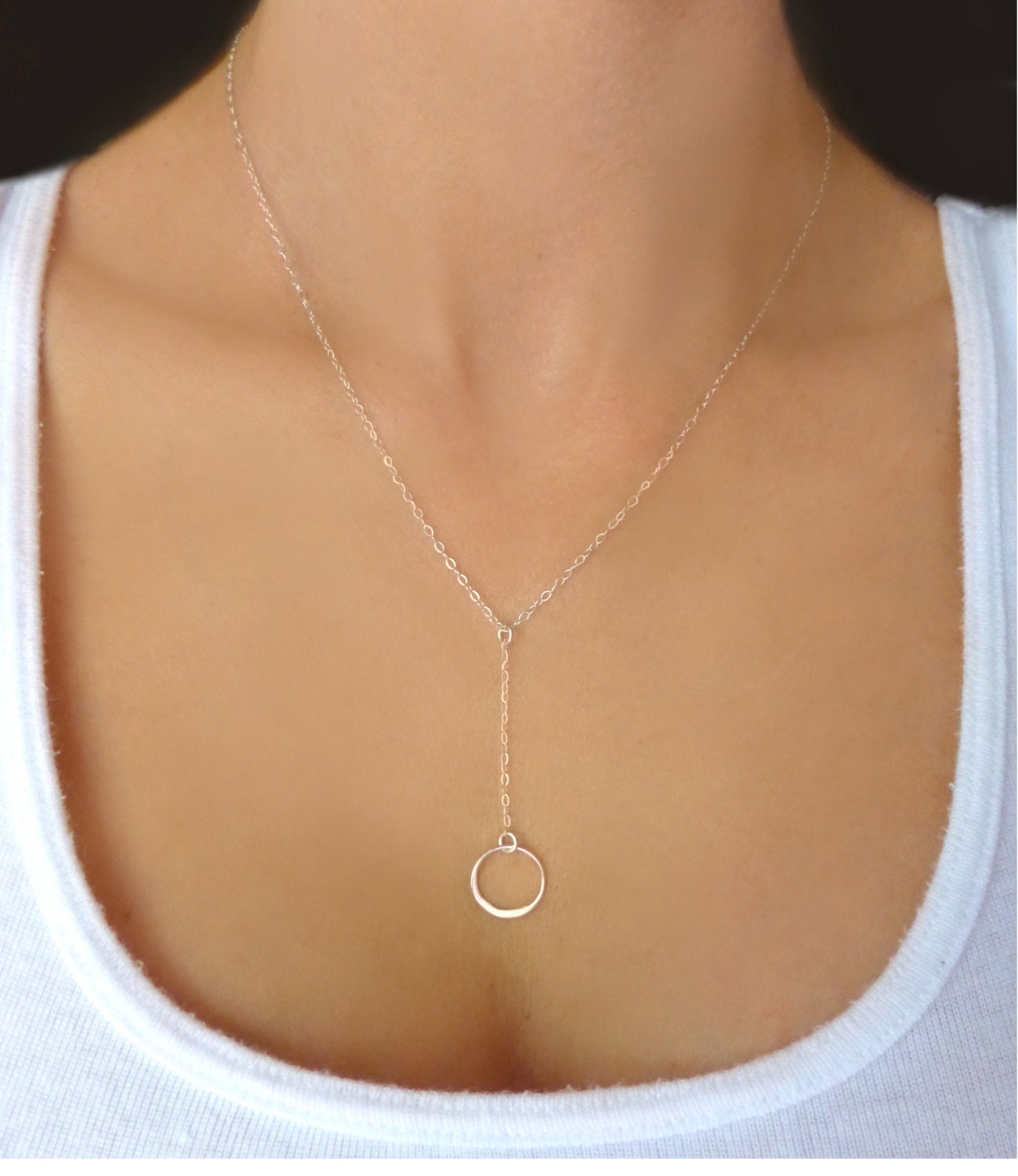 Infinity Lariat Necklace Silver Circle Lariat By Glasspalacearts