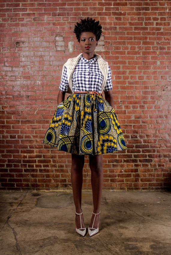 NEW The Maggie -African Print 100% Holland Wax Cotton Mini Skirt
