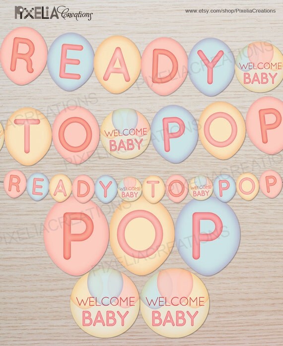 Ready To Pop - Printable Banner for Baby shower (Neutral baby shower). Non-personalized printable banner Il_570xn