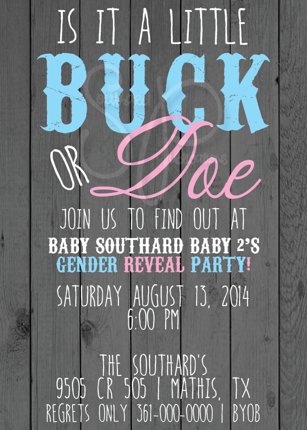 Buck Or Doe Gender Reveal Party Invitation Print At Home