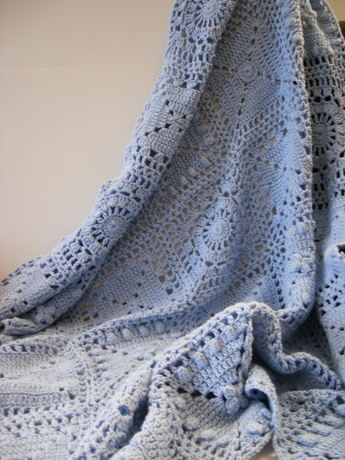 Blue Baby Blanket / Blue Throw Blanket / Blue Decorative Throw / Small Blue Blanket / Cotton Throw Blanket / Blue Cotton - StitchSoup