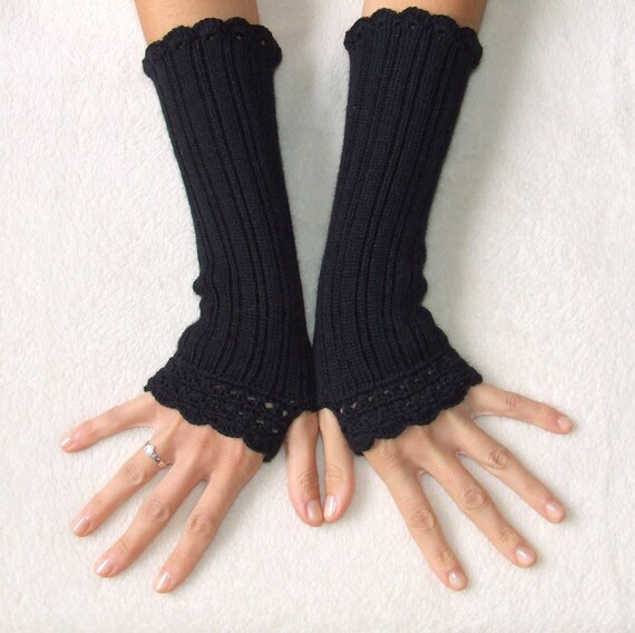 Long gothic fingerless gloves long arm warmer by HandMadeInItaly