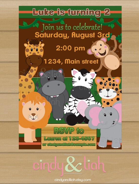 Jungle Invitation, Address Labels, and Envelope Seal Set - Party Printables Il_570xn
