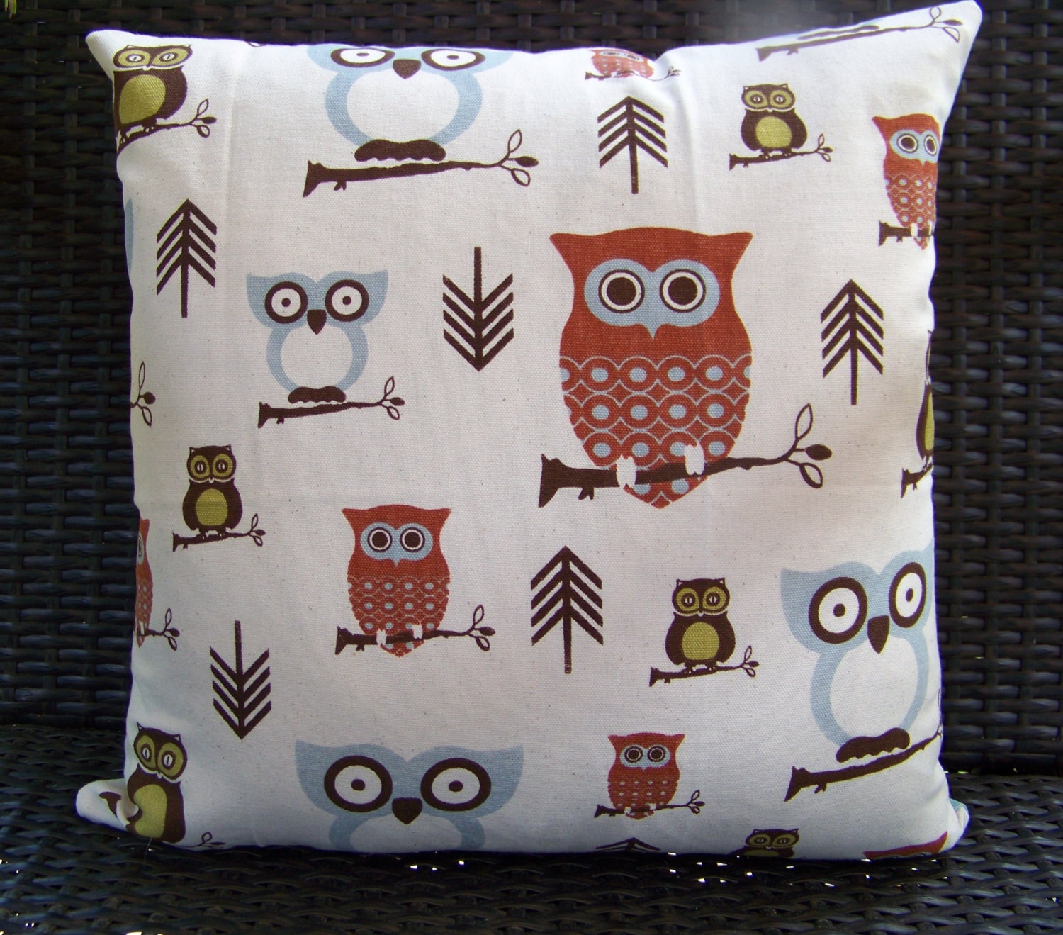 Hooty Owl Pillow Cover 16 X 16 Whimsical Owls With